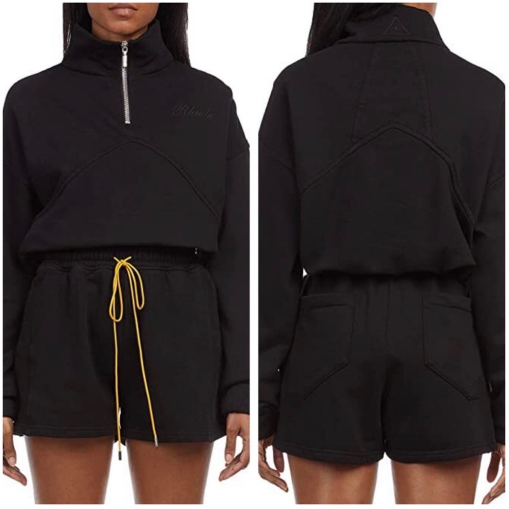 Rhude Skyline Logo Terry Shorts Vintage Black